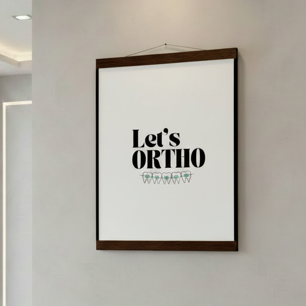 Orthodontic Design Poster with Magnetic Hanger - 'Let's Ortho' - Dental Professional Art