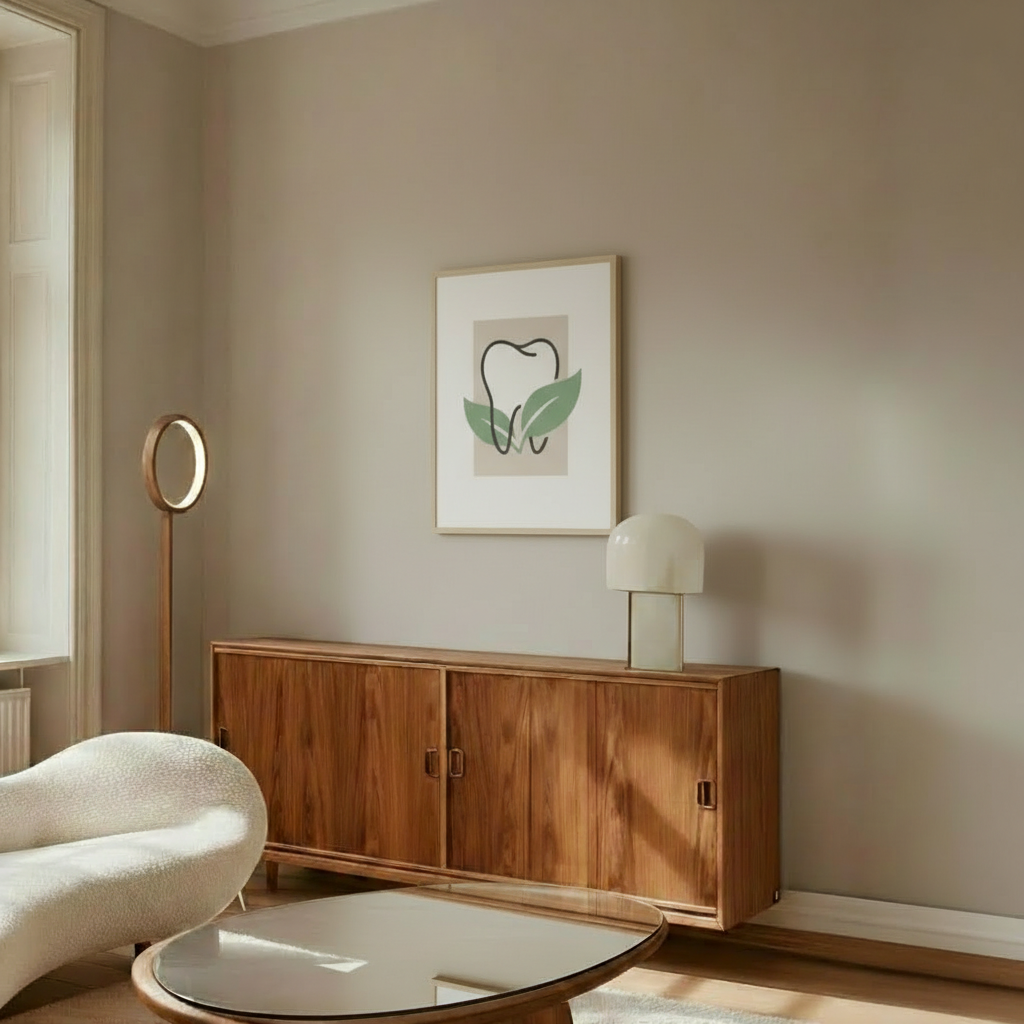 Flowered Tooth Framed Poster - Elegant Dental Clinic Decor for Professionals